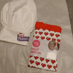 Whiite Chef Hat.  Half Apron sale  SALE
